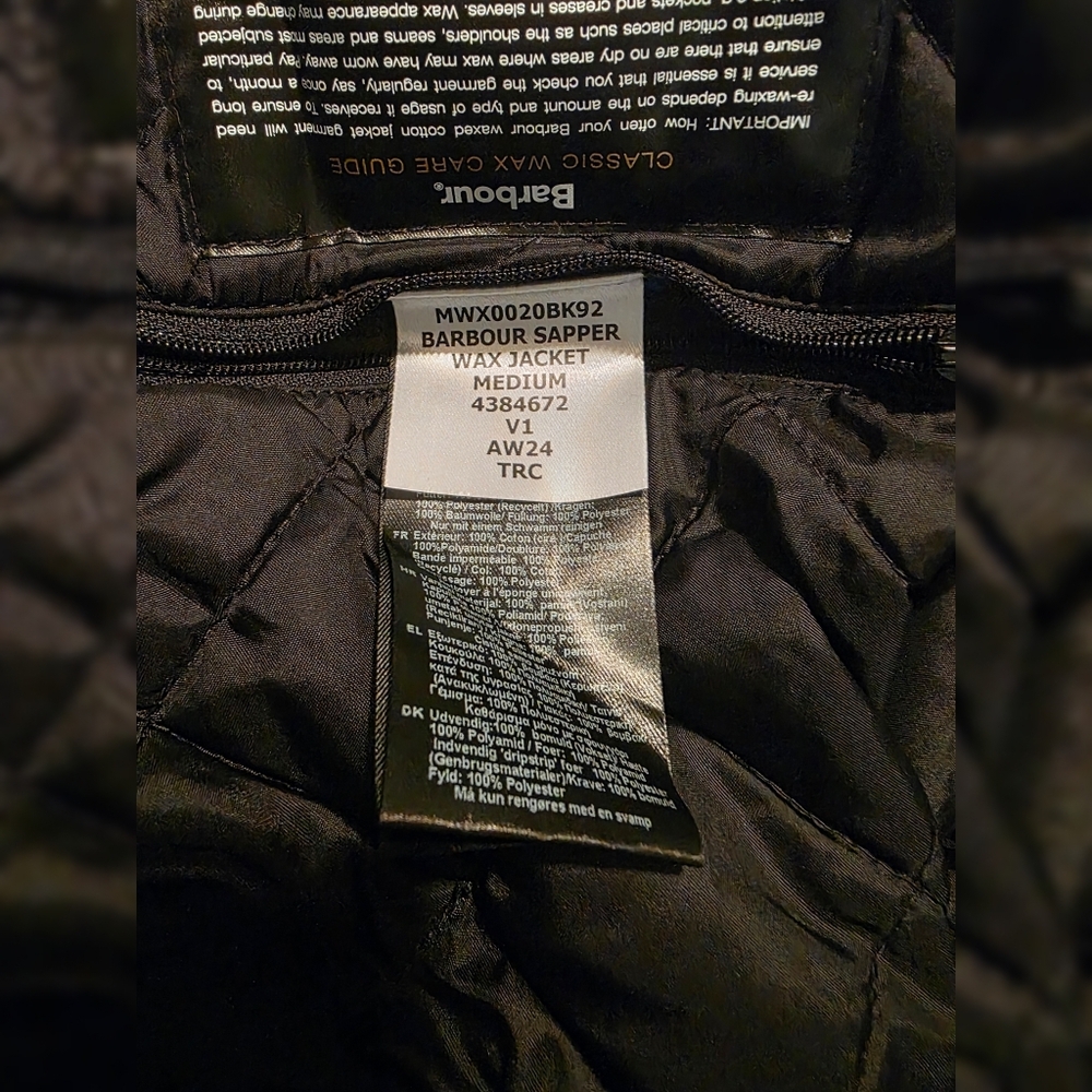 NWT! Barbour Sapper Wax Jacket Sz. Medium - Picture 5 of 6